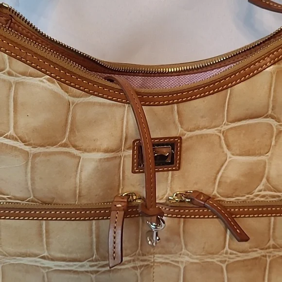 DOONEY & BOURKE Honey Gold Embossed Croc Leather Tote Briefcase Shoulder Bag - Picture 10 of 13